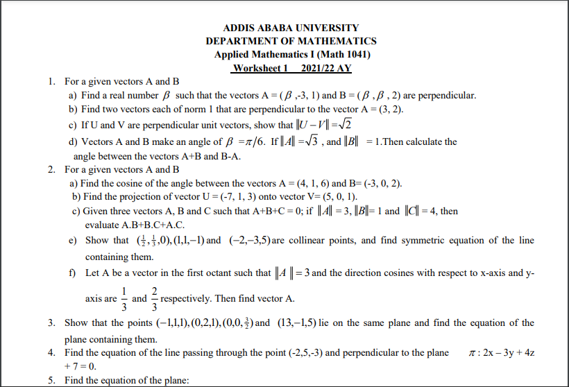 Applied 1 mathematics AAu worksheet 1